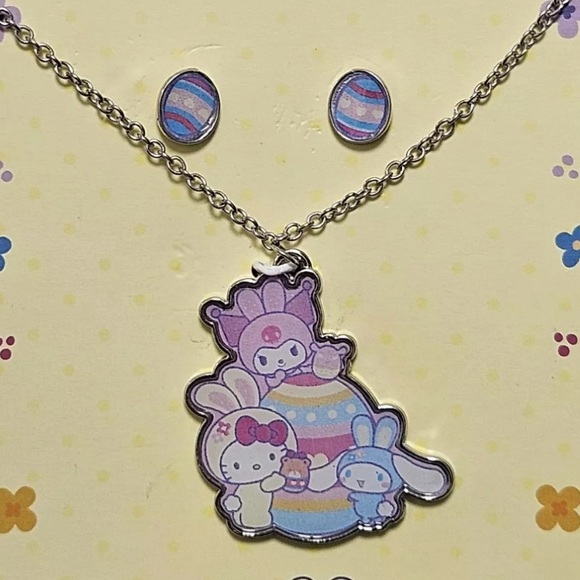 🎉🆕 hello kitty & friends easter egg necklace & 4 pairs of hello kitty earrings - Picture 10 of 11